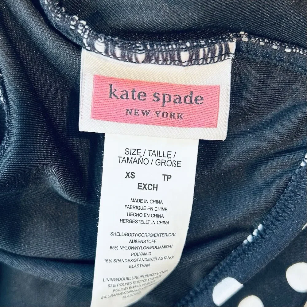 Kate Spade Women's High Waist Bikini Swim Bottom XS Black White Polka Dot